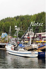 Boats at the dock in an Alaskan fishing village notebook cover